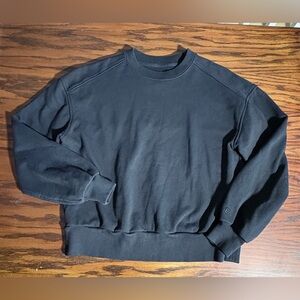 EVERLANE Organic Cotton Crew Neck LS Black The Track Oversized Sweatshirt XXS